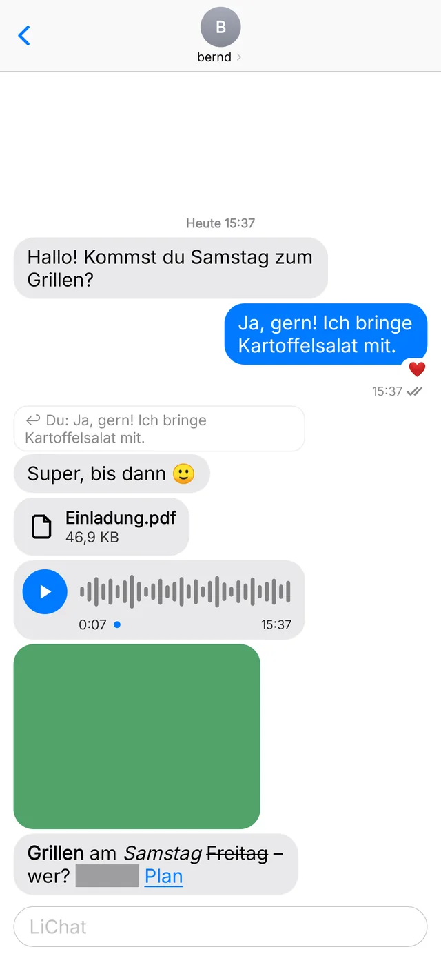 Formatierte Nachricht mit verdecktem Spoiler