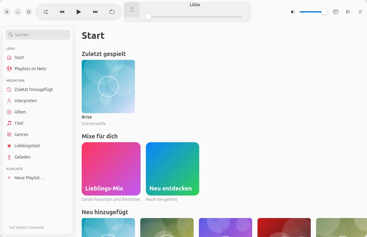 Start mit „Mixe für dich“ und „Neu hinzugefügt“