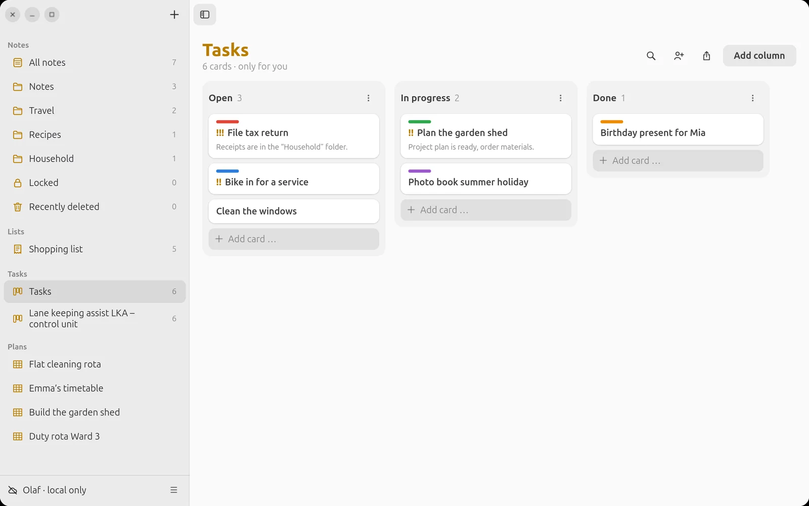 Task board on Ubuntu