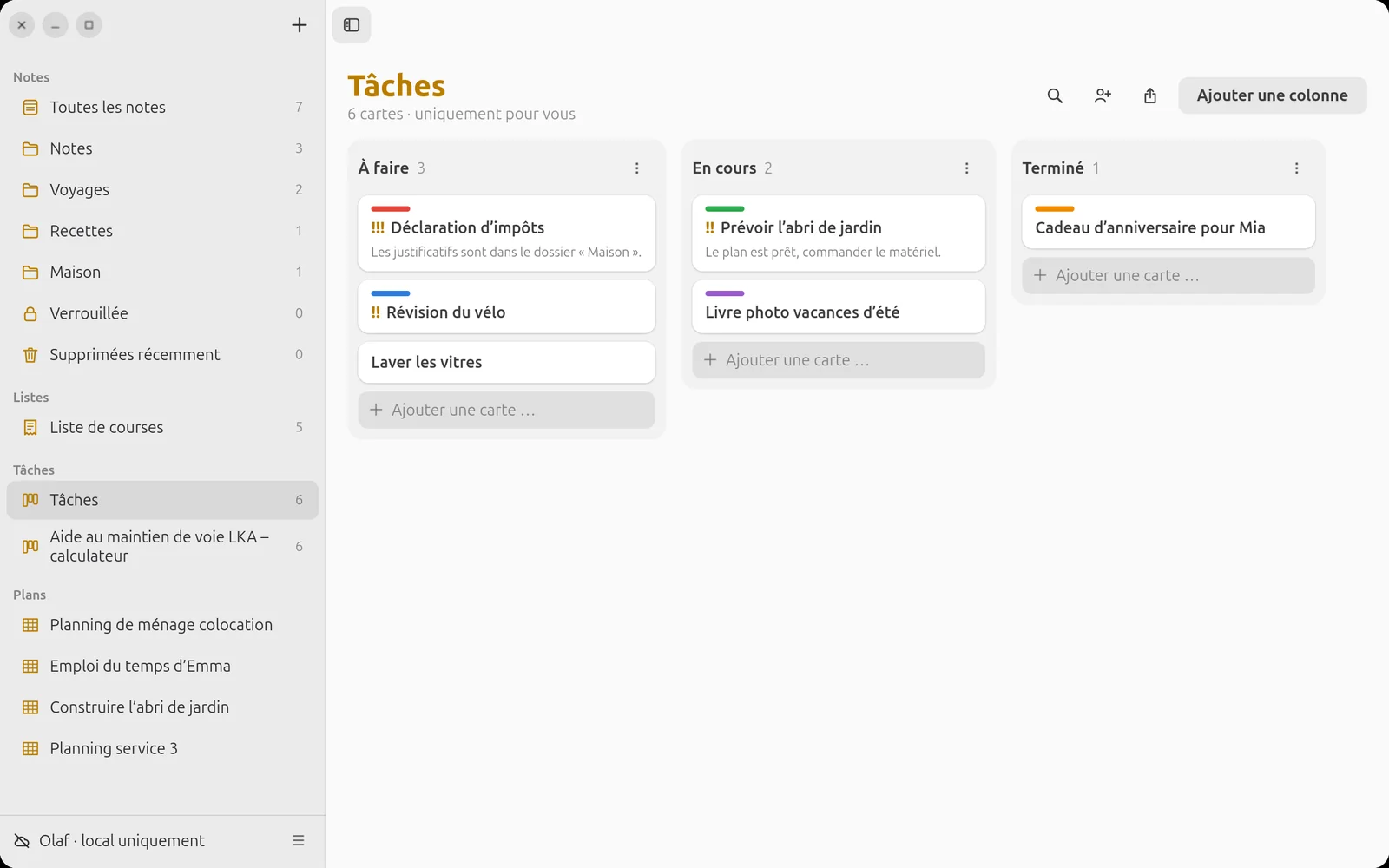 Tableau de tâches sous Ubuntu