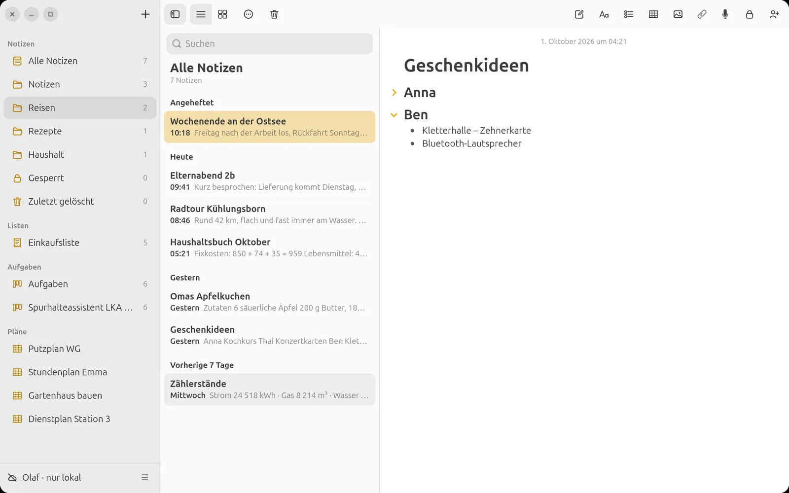 Eingeklappte Abschnitte