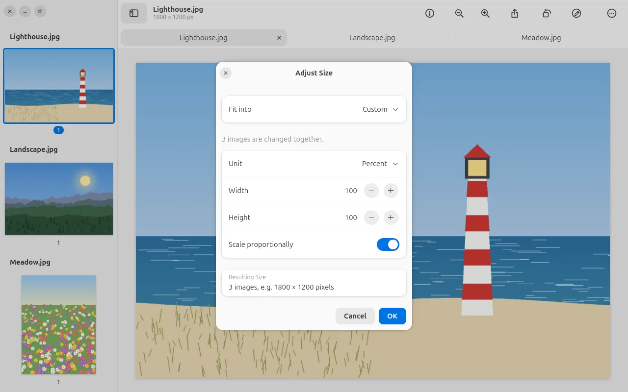 Adjust Size for three images at once